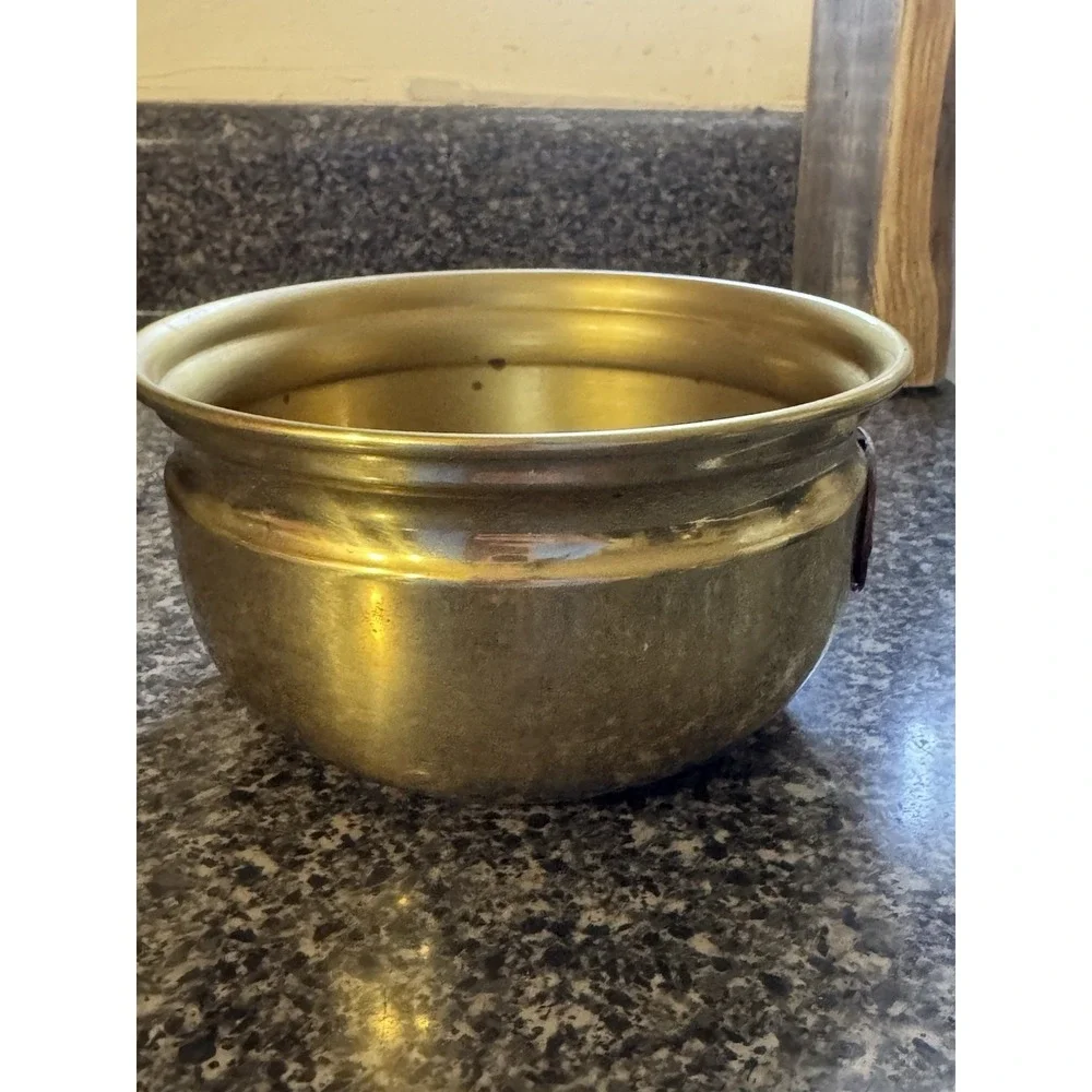 Vintage Brass trinket candy dish planter‎ plant pot vase copper detail